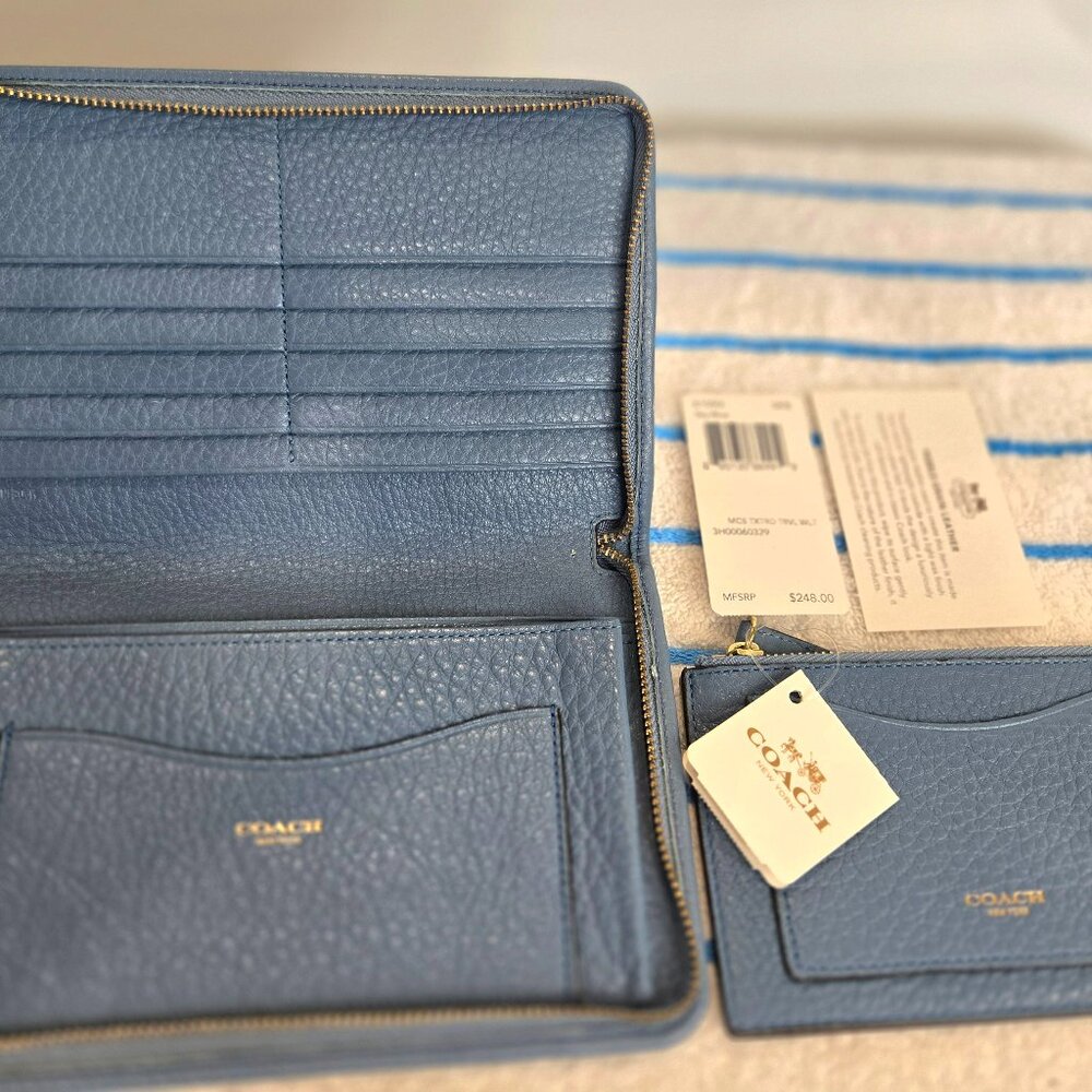 Brand New Coach Wallet Light Blue Leather